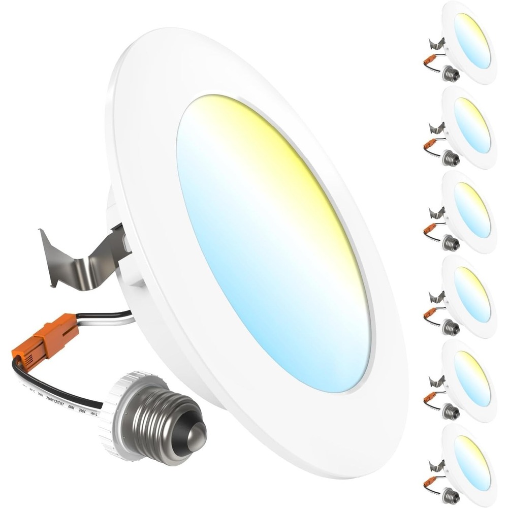 6 Sunco 4 Inch LED Retrofit Ceiling Downlights‎ 800LM CCT Selectable 10W=60W